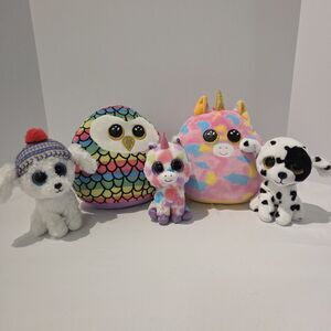Ty Beanie Boos Lot Of 5 Squish Fantasia Owen Luther Wishful Sleighbell...